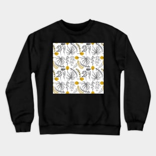 Black And White Floral Pattern (Yellow Accented) Crewneck Sweatshirt